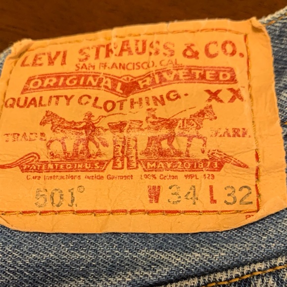 Vintage Levis 501 34X32 Denim Jeans Raw Distressed Button Fly Classic - Picture 4 of 6